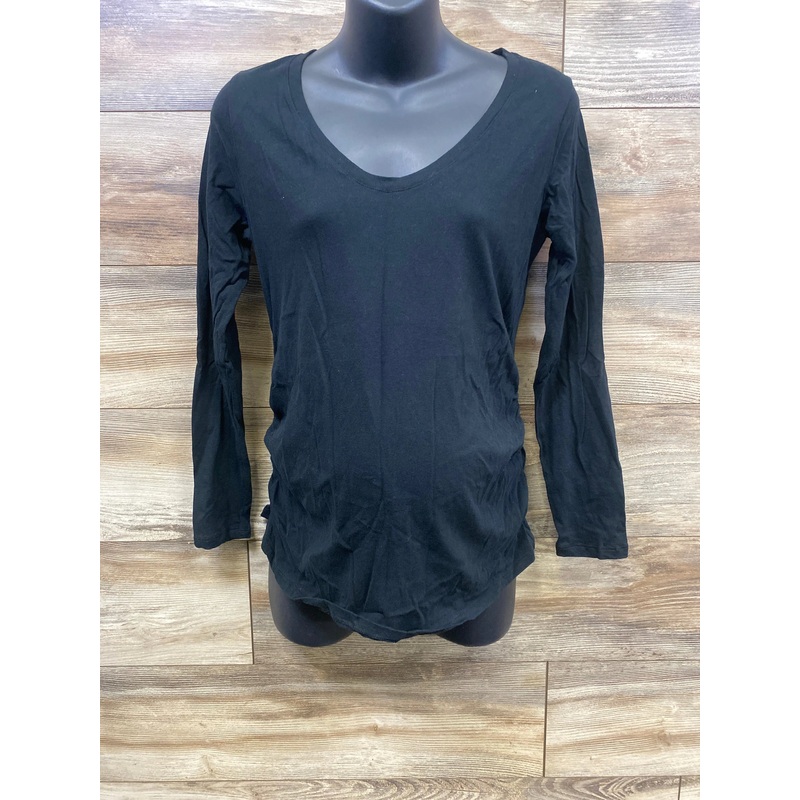 Isabel Maternity V-Neck Ruched Shirt Black sz Medium Black Maternity Medium