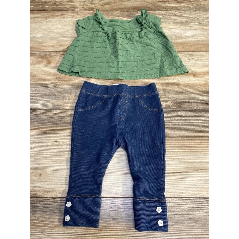 Laughing Llama 2pc Textured Shirt & Leggings Green sz 6m Green 6m