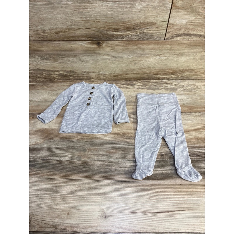 Lou Lou 2pc Henley Top & Footed Pants Grey sz Newborn Grey Newborn