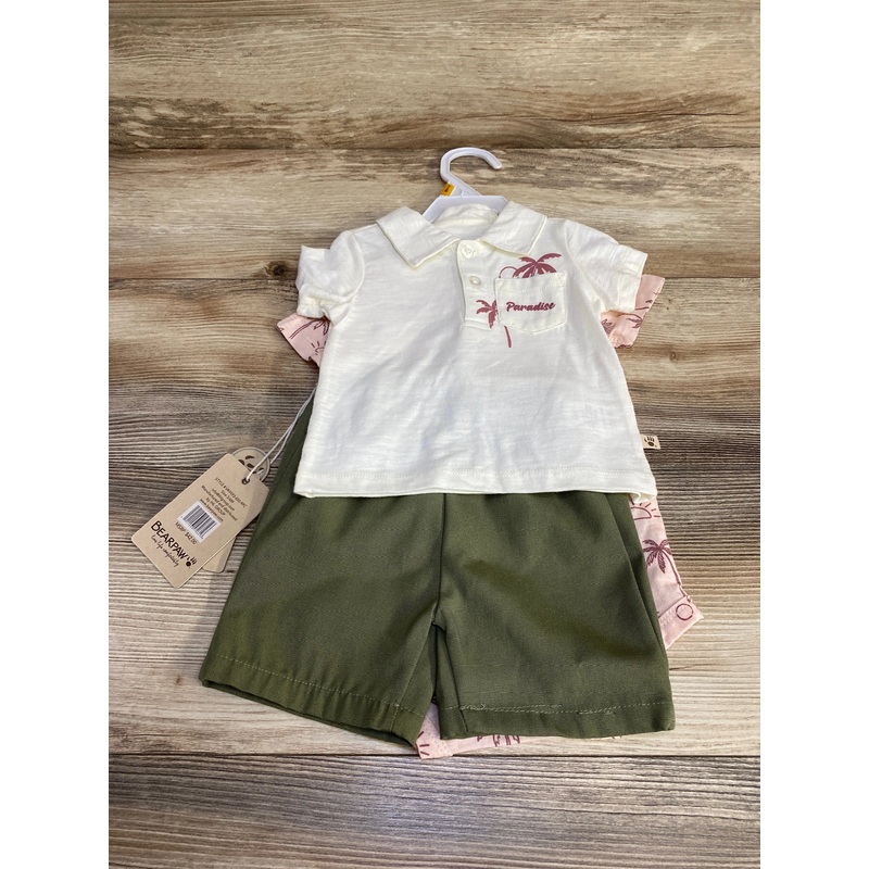 NEW Bear Paw 3pc Paradise Short Set White sz 3-6m White 3m