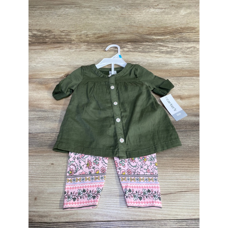 NEW Carter’s 2pc Button Front Top & Leggings Green sz 6m Green 6m