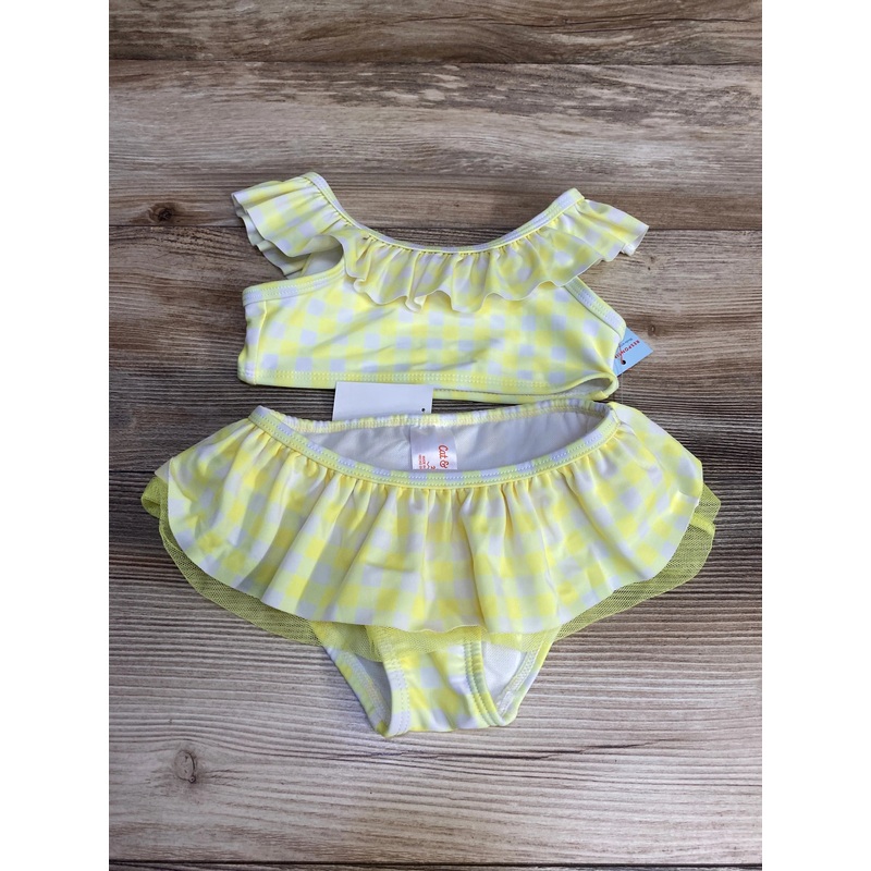 NEW Cat & Jack 2pc Gingham Swimsuit Set Yellow sz 2T Yellow 2T