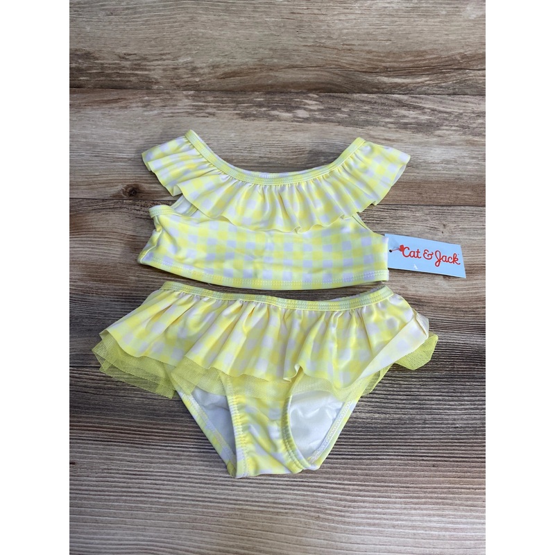 NEW Cat & Jack 2pc Gingham Swimsuit Set Yellow sz 4T Yellow 4T