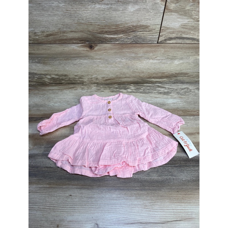 NEW Cat & Jack 2pc Henley Muslin Dress & Bloomers Pink sz 3-6m Pink 3m