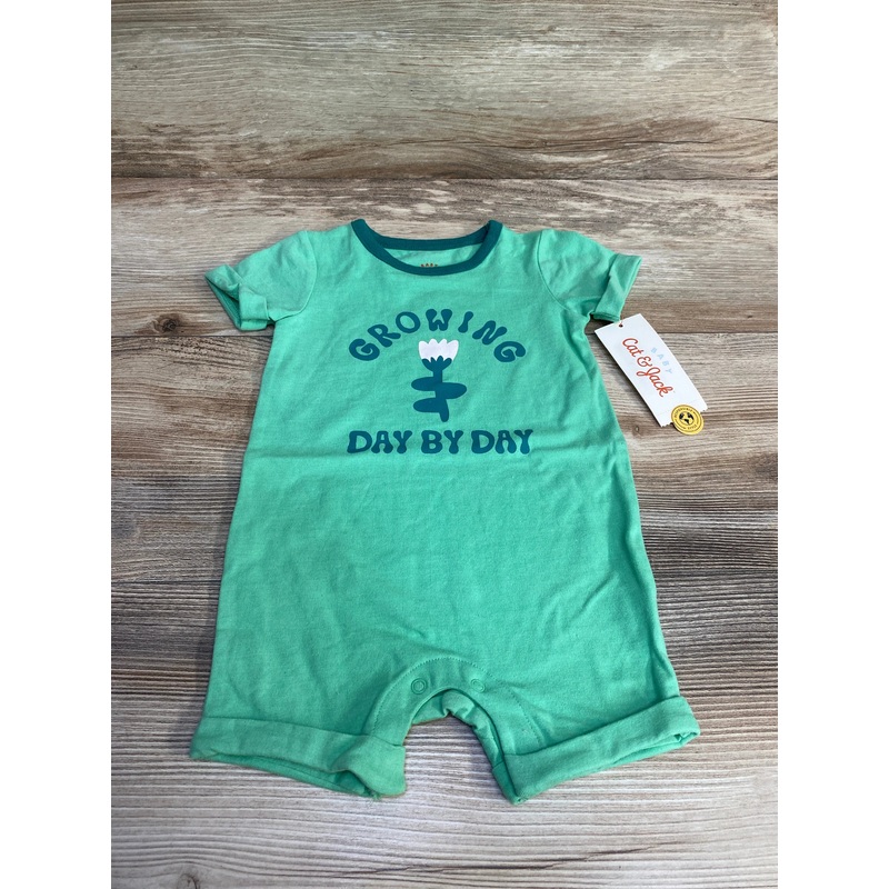 NEW Cat & Jack Growing Day By Day Shortie Romper Green sz 3-6m Green 3m
