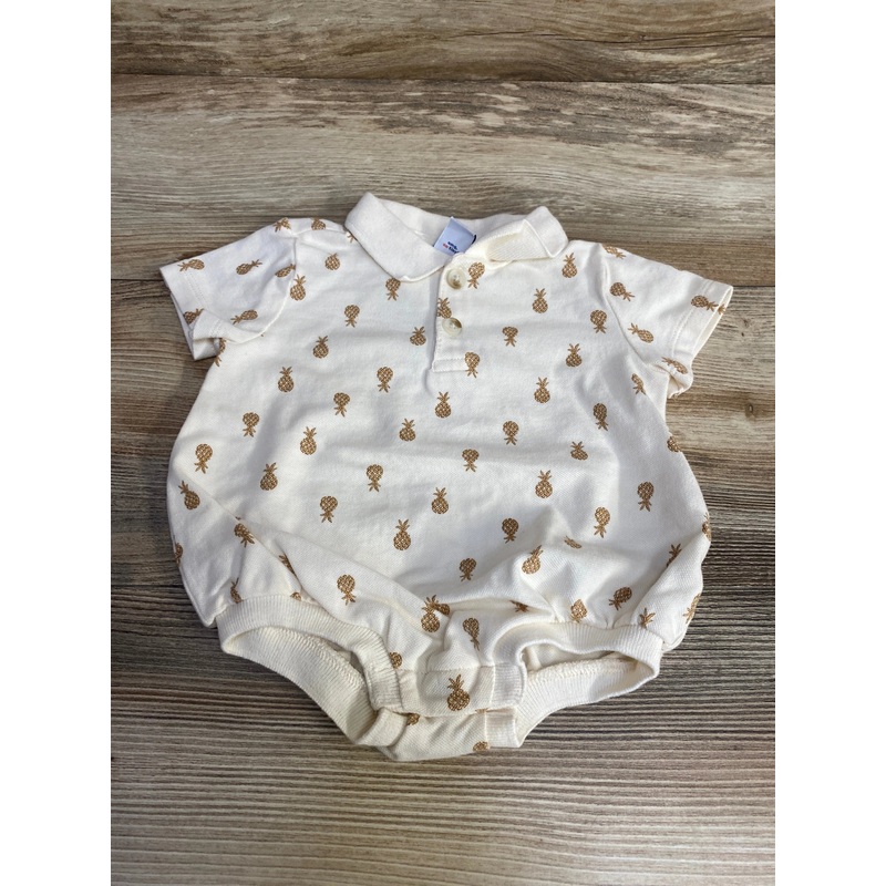 Old Navy Pineapple Print Polo Romper White sz 3-6m White 3m