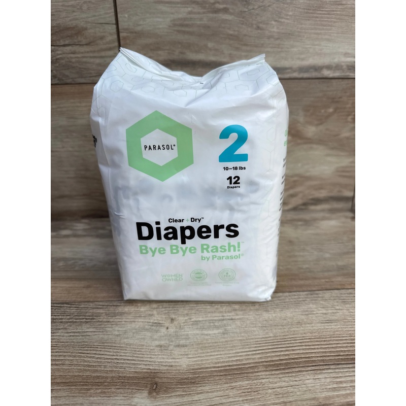 Parasol Clear+Dry Natural Disposable Diapers 12ct. Size 2