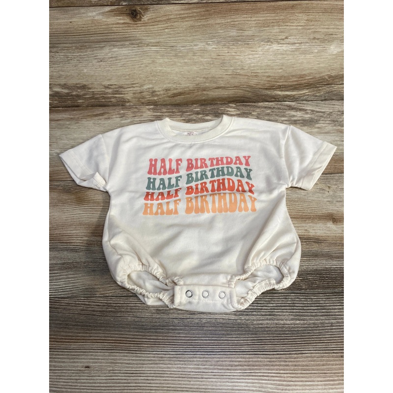 Stafaz Half Birthday Romper in Natural sz 3-6m Beige 3m