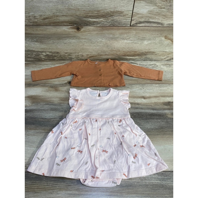 Carter’s 2pc Bodysuit Dress & Cardigan Pink/Brown sz 12m Brown 12m