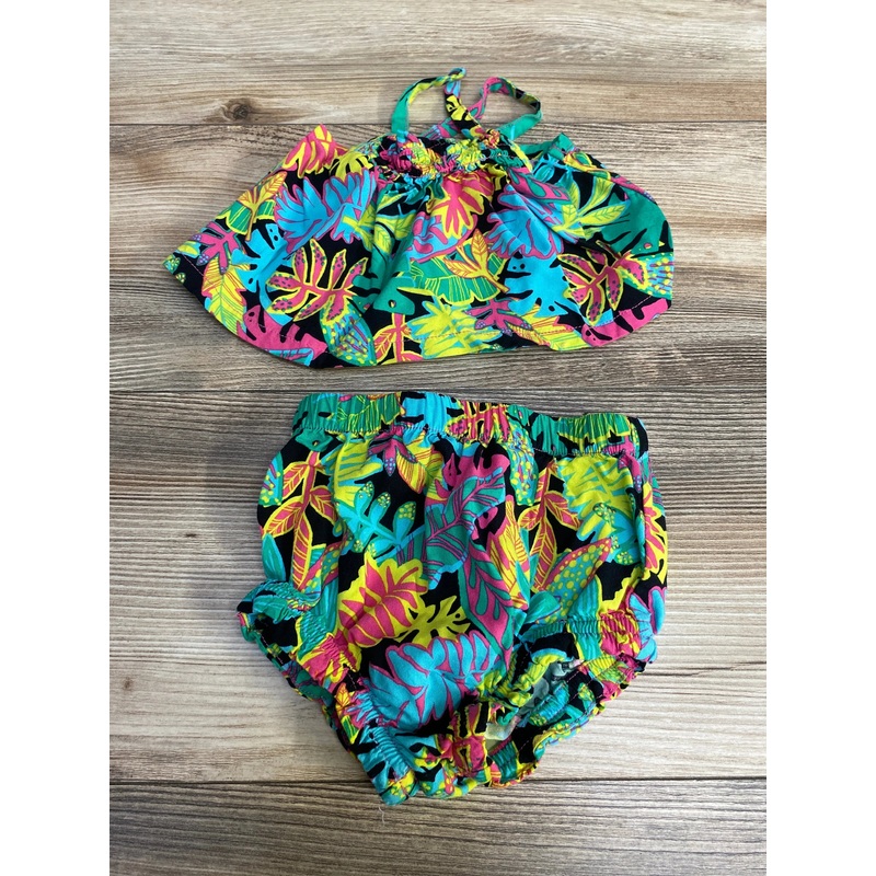 Cat & Jack 2pc Sleeveless Tropical Top & Bottoms Blue sz 0-3m Multicolor Newborn