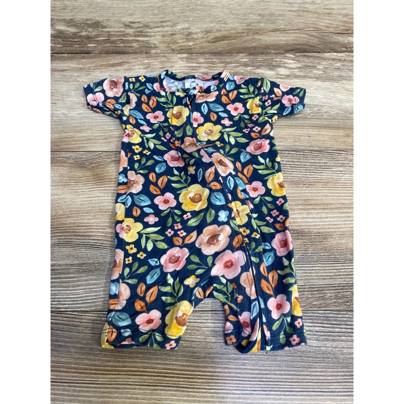 Gerber Buttery Soft Viscose Floral Zip Romper Blue sz 0-3m Blue Newborn