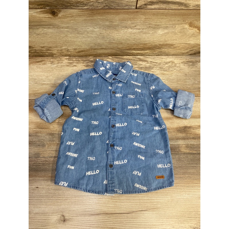 Juniors Chambray Button Up Shirt Blue sz 2-3T Blue 2T