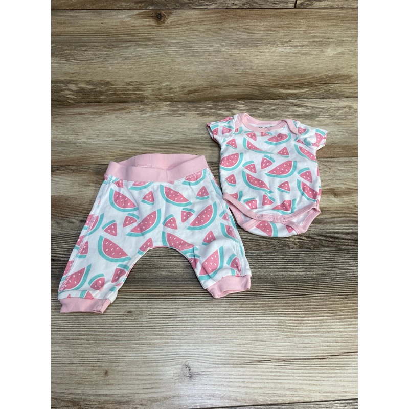 M+A by Monica + Andy 2pc Watermelon Bodysuit & Pants White sz Newborn White Newborn