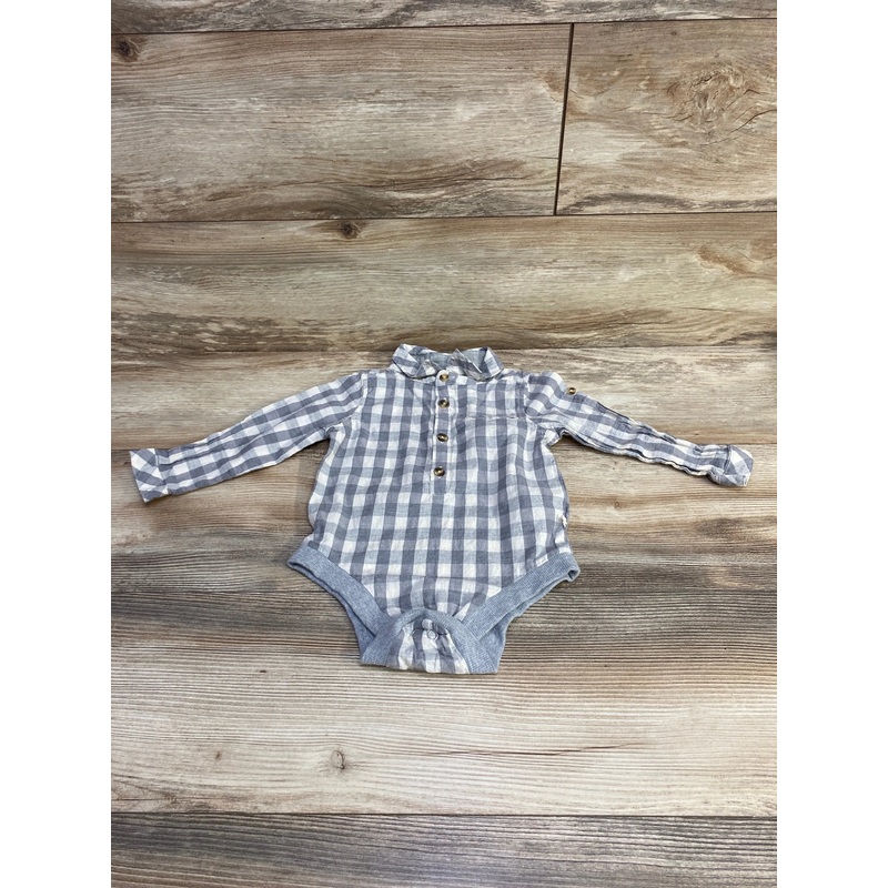 Me & Henry Plaid Woven Onesie Grey sz 18-24m Grey 18m