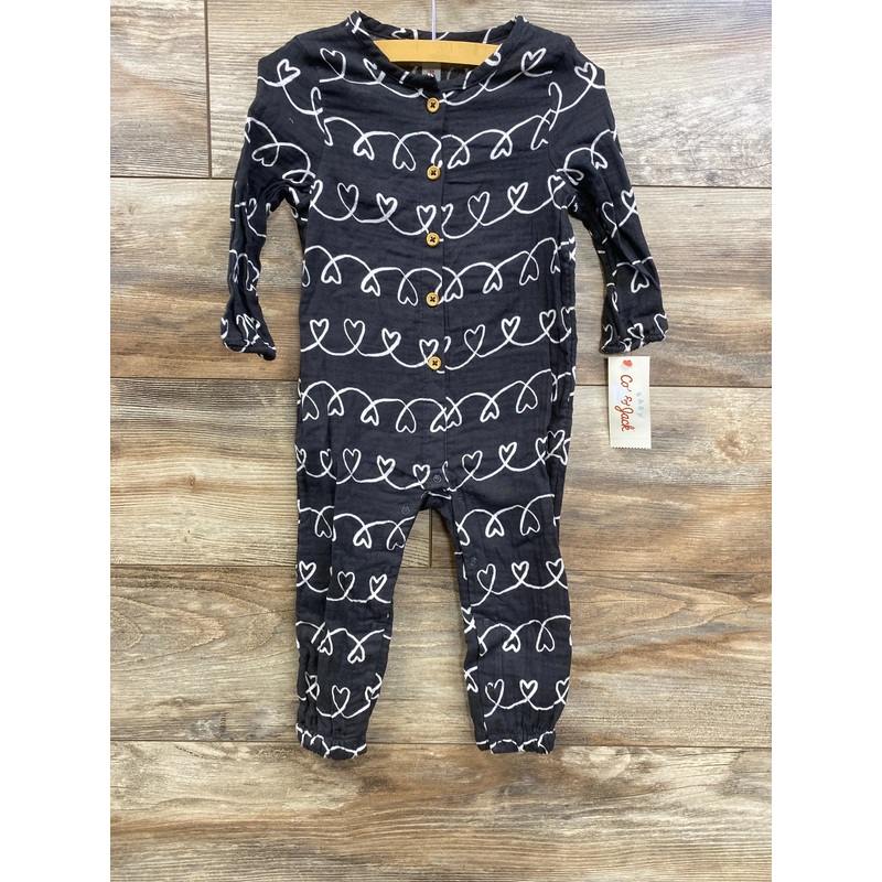 NEW Cat & Jack Heart Print Coverall Grey sz 18m Grey 18m
