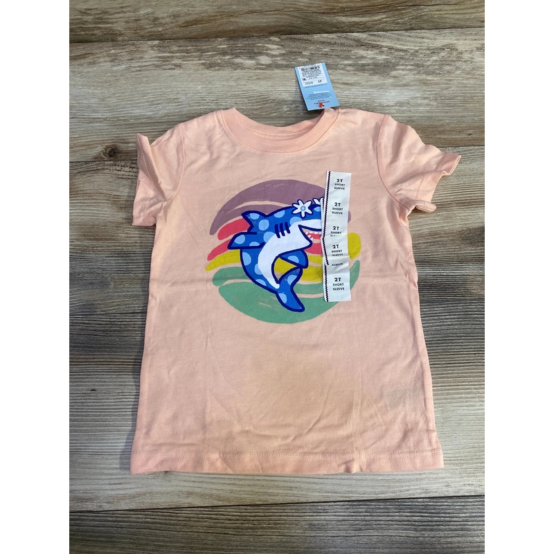 NEW Cat & Jack Shark Shirt Peach sz 2T Pink 2T