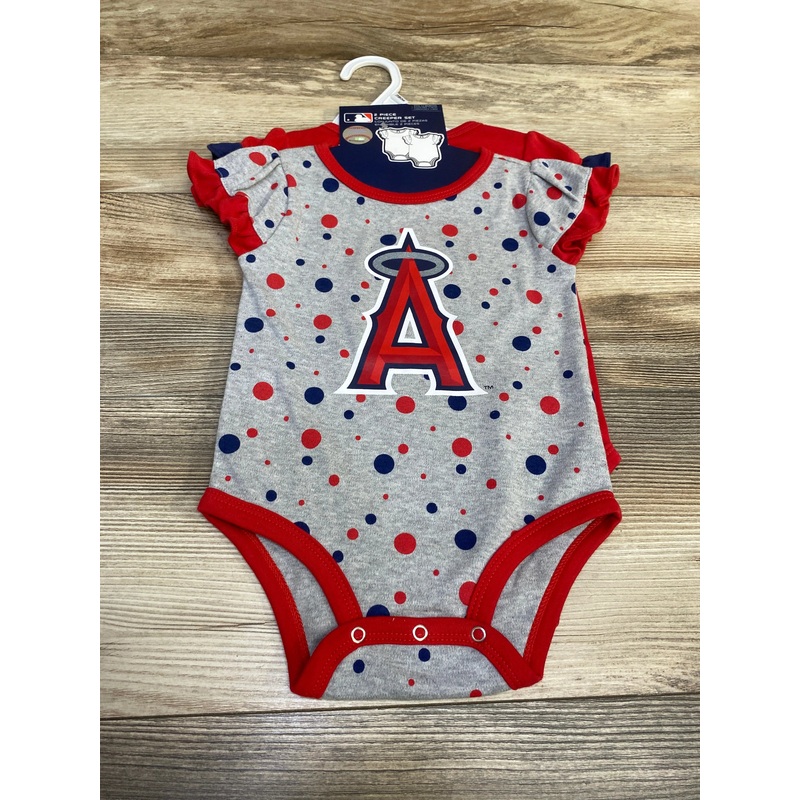 NEW MLB 2pc Los Angeles Angels Ruffle Creepers sz 12m 12m Red