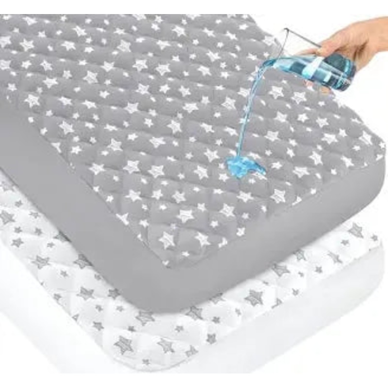 NEW Moonsea 2pk Crib Mattress Cover White/Grey