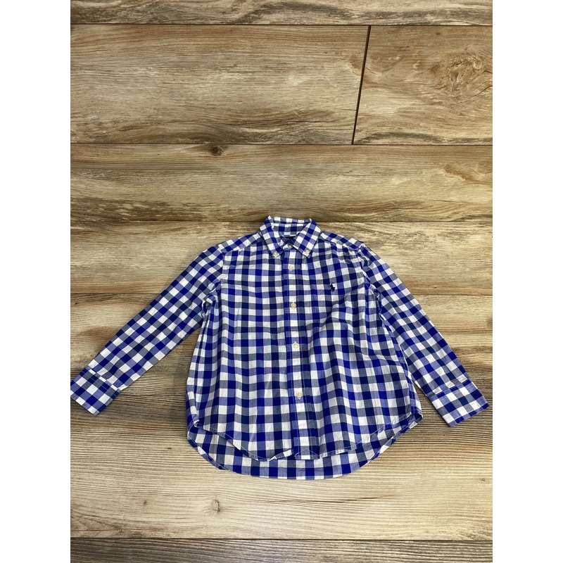 Ralph Lauren Gingham Button Down Shirt Blue sz 4T Blue 4T
