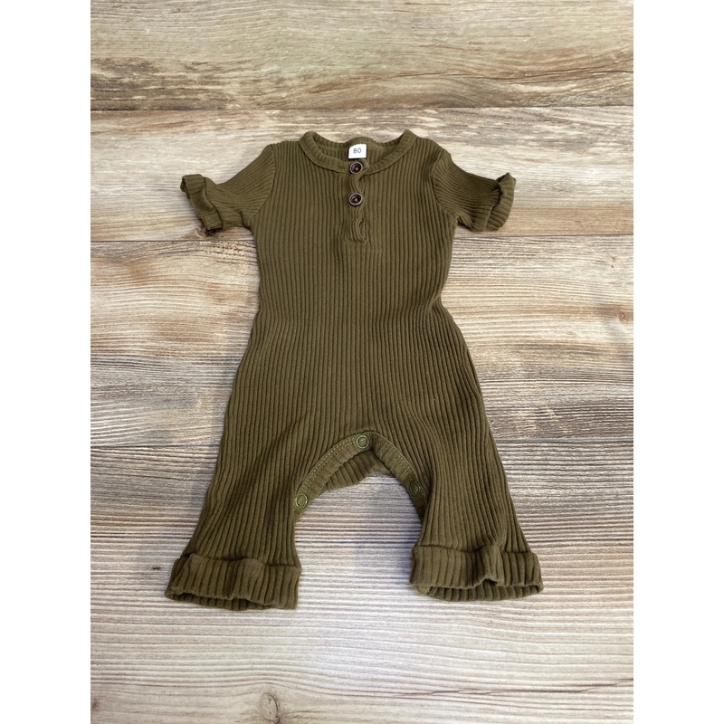 Ribbed Henley Romper Green sz 9-12m Green 9m