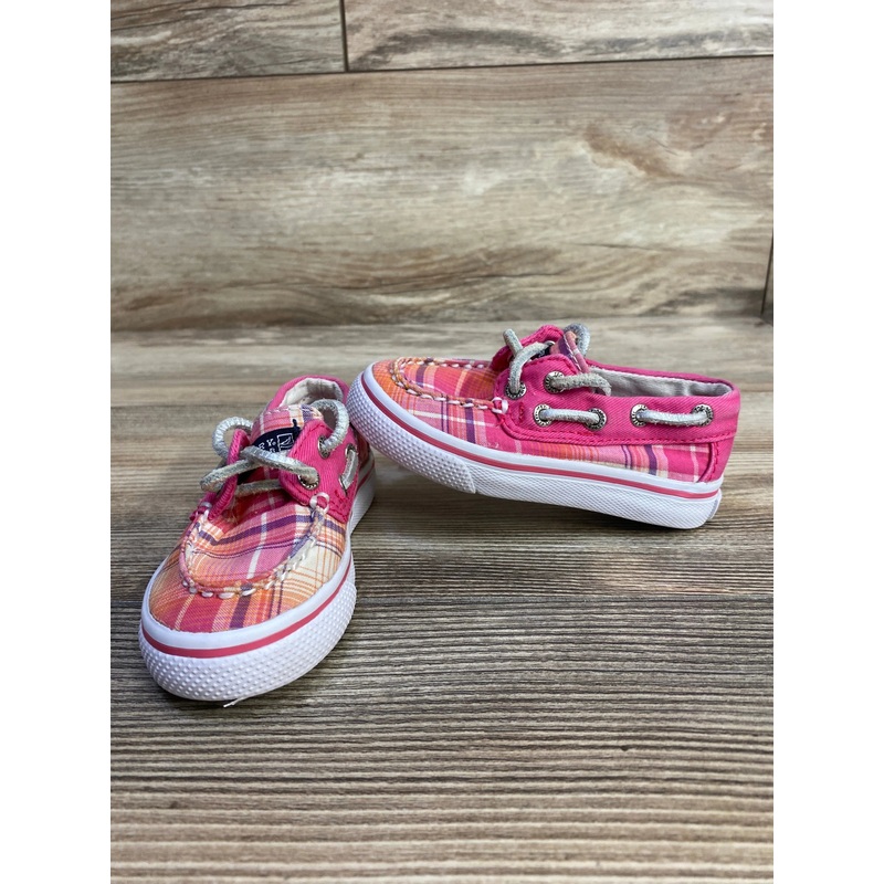 Sperry Top-Sider Pink Plaid Shoes sz 5c