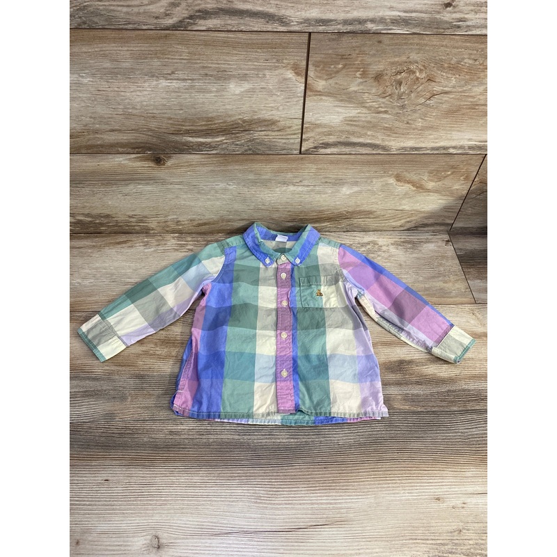 Baby Gap Plaid Button Down Shirt Green sz 18-24m Green 18m
