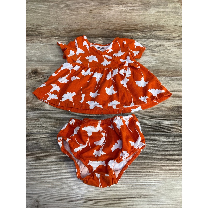 Diane Von Furstenberg 2pc Faux Wrap Top & Bloomers Orange sz 6-9m Orange 6m