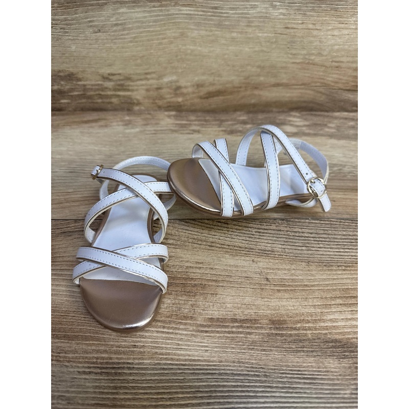 Janie & Jack Metallic Trim Strap Sandal White sz 7c