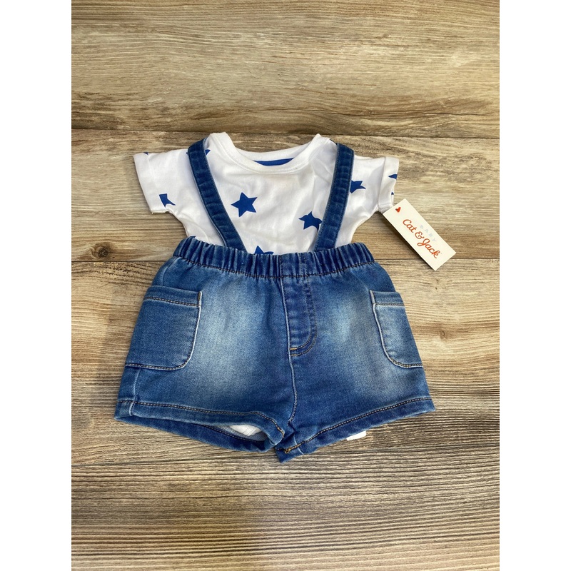 NEW Cat & Jack 2pc Bodysuit & Suspender Short Set White sz 0-3m White Newborn