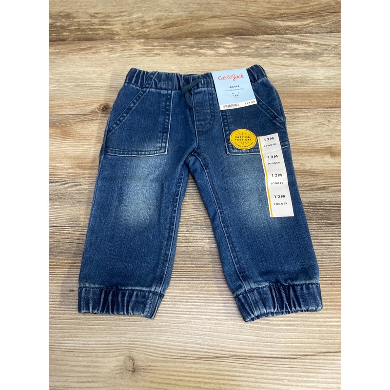 NEW Cat & Jack Drawstring Jogger Jeans Blue sz 12m Blue 12m