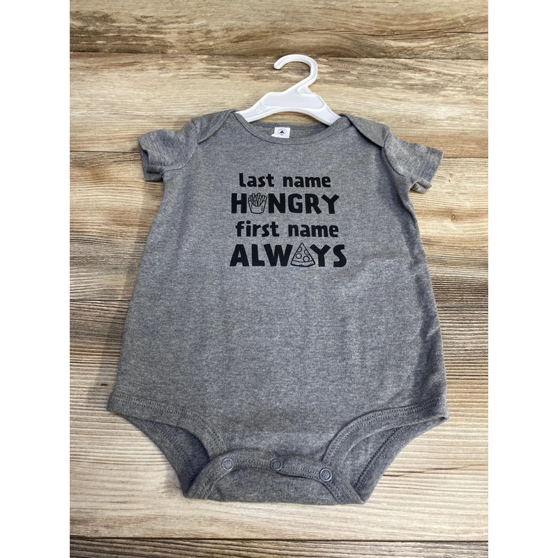 NEW Delta Ringspun Last Name Hungry Bodysuit Grey sz 18m Grey 18m