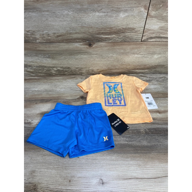 NEW Hurley 2pc Shirt & Shorts Melon sz 12m Orange 12m