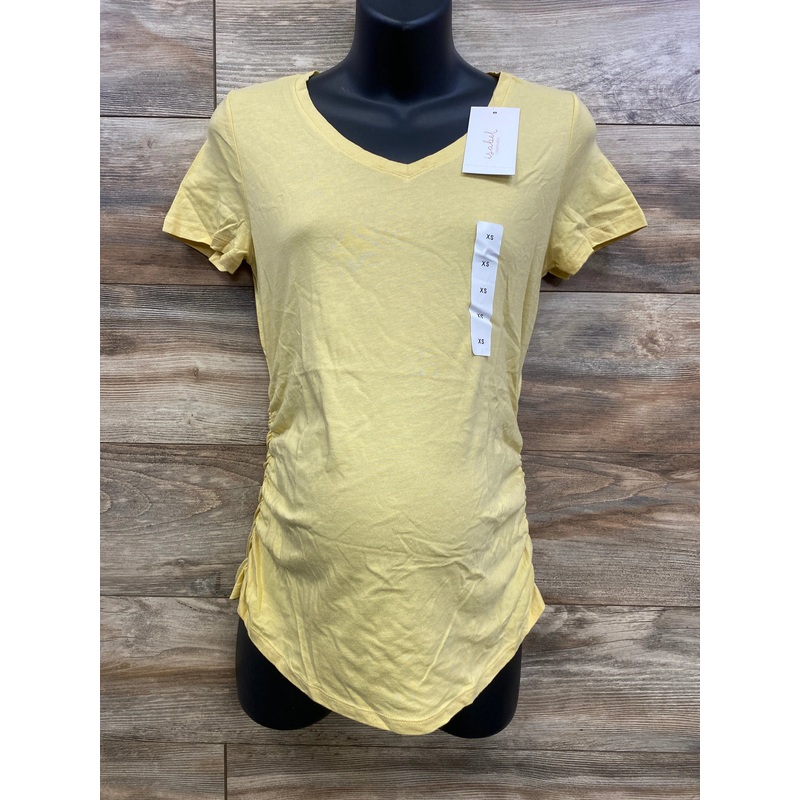 NEW Isabel Maternity V-Neck Ruched Shirt Yellow sz XS Yellow Maternity XS