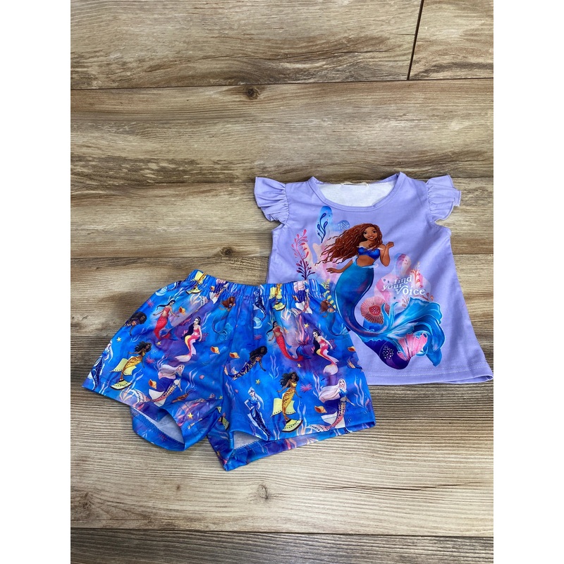 NEW Ling Qi Shi Zi 2pc The Little Mermaid Top & Shorts Purple sz 2T Purple 2T