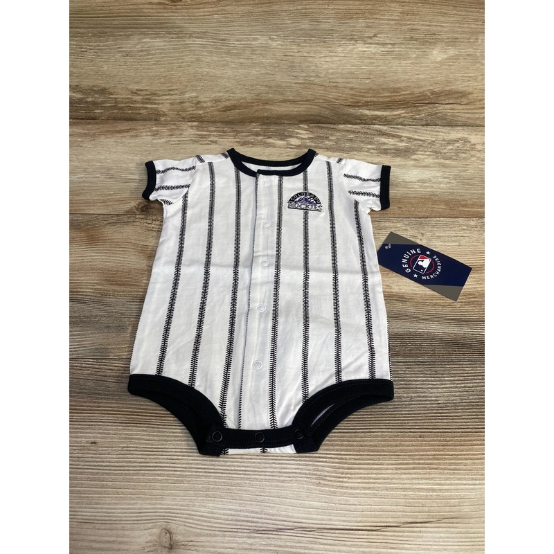 NEW MLB Colorado Rockies Pinstripe Power Hitter Romper sz 3-6m White 3m