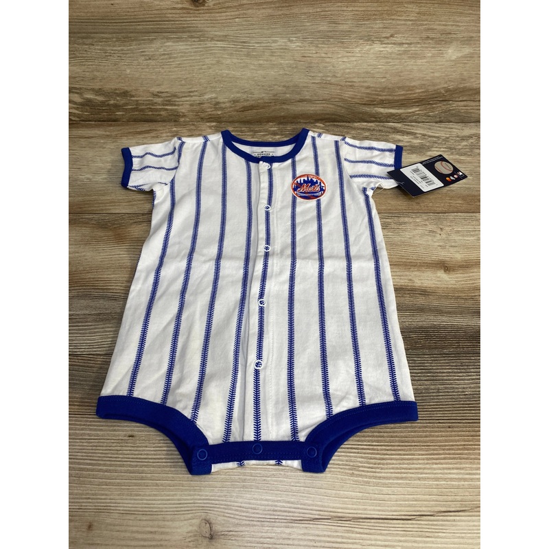 NEW MLB New York Mets Pinstripe Power Hitter Romper sz 18m White 18m