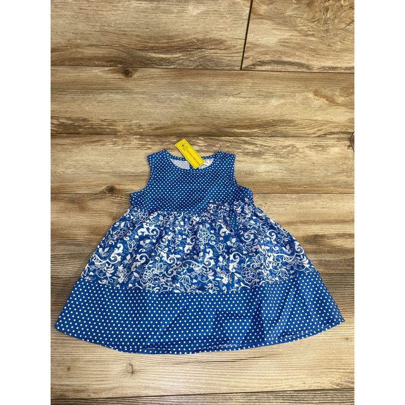 NEW Shein Polka Dot Floral Tank Dress Blue sz 12-18m Blue 12m
