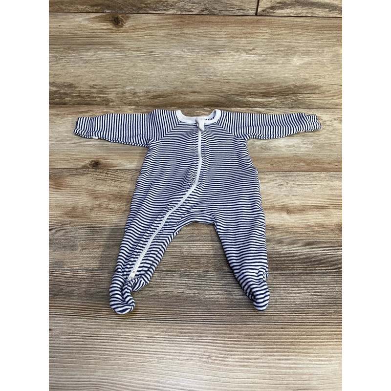 Purebaby Organic Striped Sleeper Navy sz Newborn Navy Newborn
