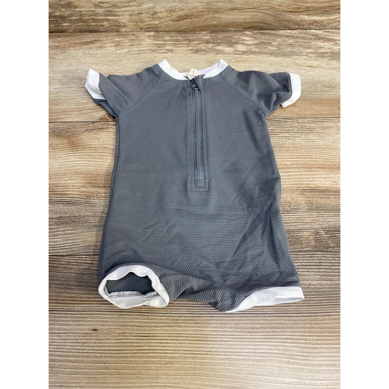Quincy Mae 1pc Zip Rashguard Swimsuit Grey sz 3-6m Grey 3m