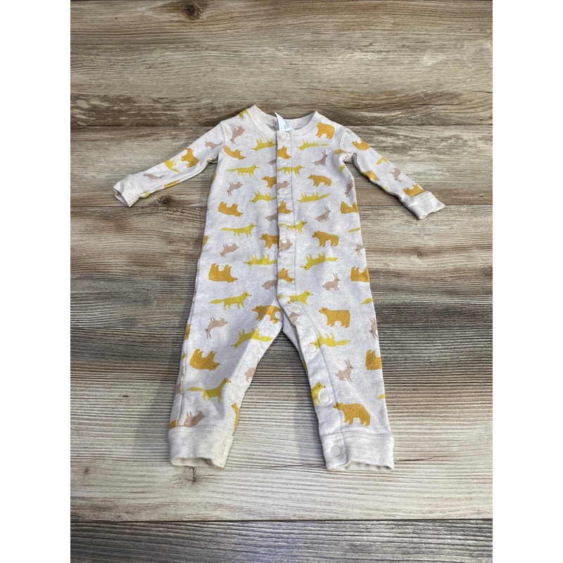 Uni Qlo Animal Print Sleeper Oatmeal sz 6-12m Oatmeal 6m