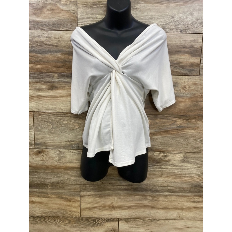 Boohoo Twist Front Blouse White sz Small White Maternity Small