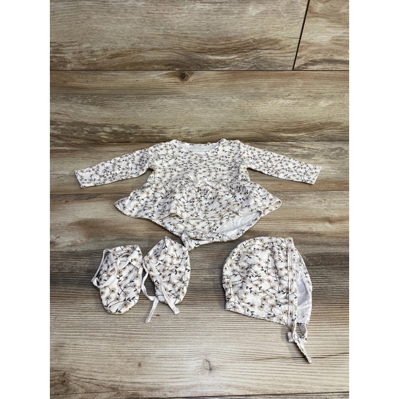 Jessica Simpson 3pc Floral Bodysuit + Bonnet + Booties White sz 6-9m White 6m