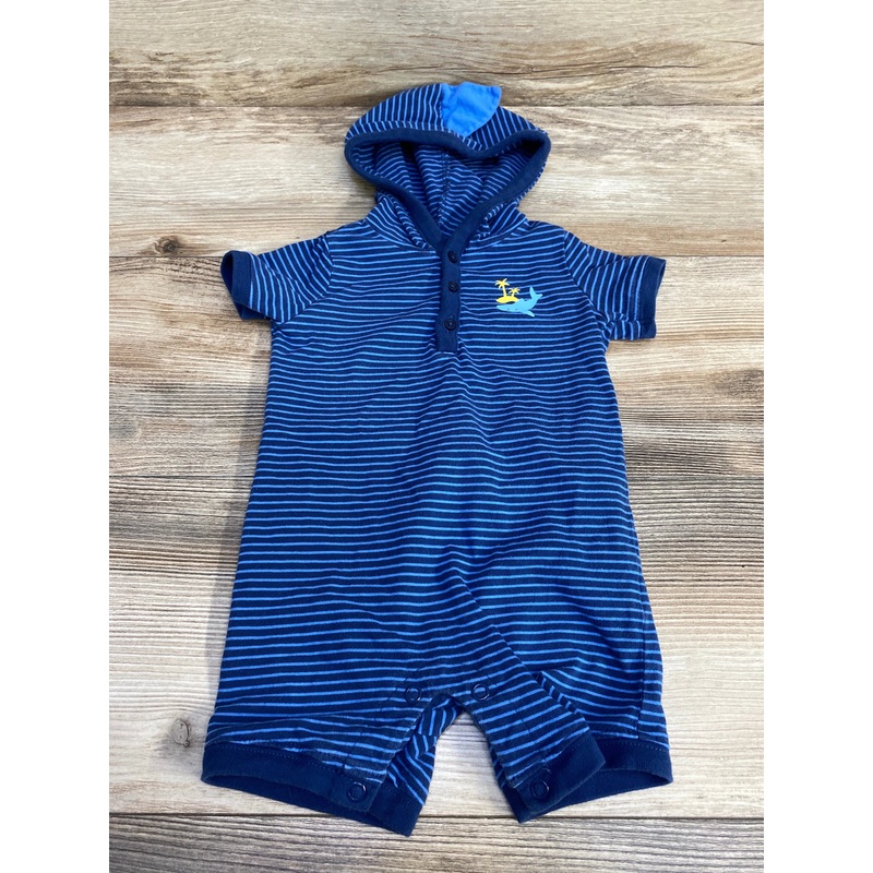 Just One You Hooded Striped Shortie Romper Blue sz 6m Blue 6m