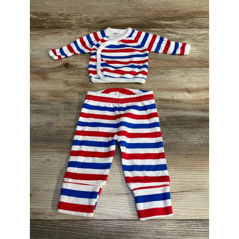 M+A by Monica + Andy 2pc Kimono Striped Shirt & Pants White sz Newborn White Newborn