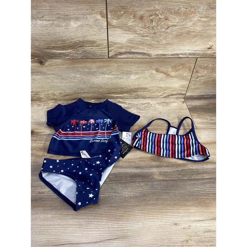 NEW Art Class 3pc Sunset Surf Club Rashguard Set Navy sz 4-5T Navy 4T