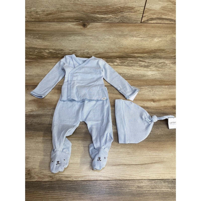 NEW Carter’s 3pc Striped Kimono Top + Pants + Hat Set Blue sz 3m Blue 3m