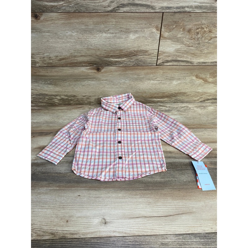NEW Cat & Jack Plaid Button-Up Shirt Pink sz 2T Pink 2T