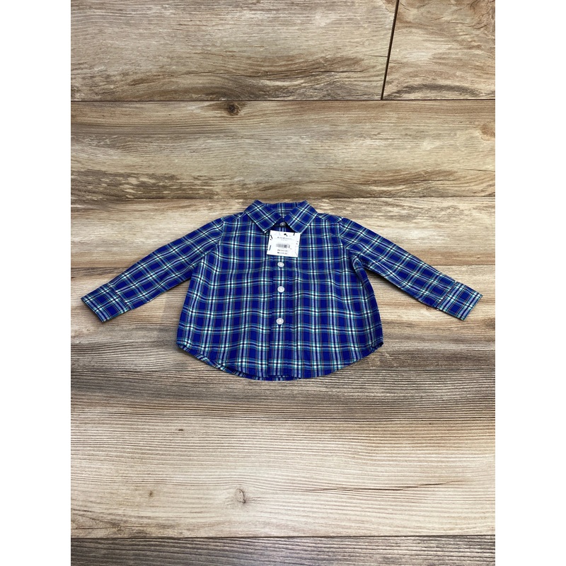 NEW Janie and Jack Plaid Button Up Shirt Blue sz 6-12m Blue 6m