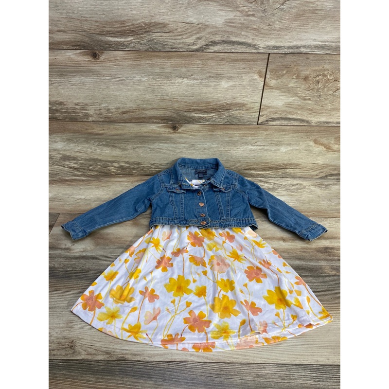 Picapino 2pc Denim Jacket & Floral Dress Blue/White sz 3T Blue 3T