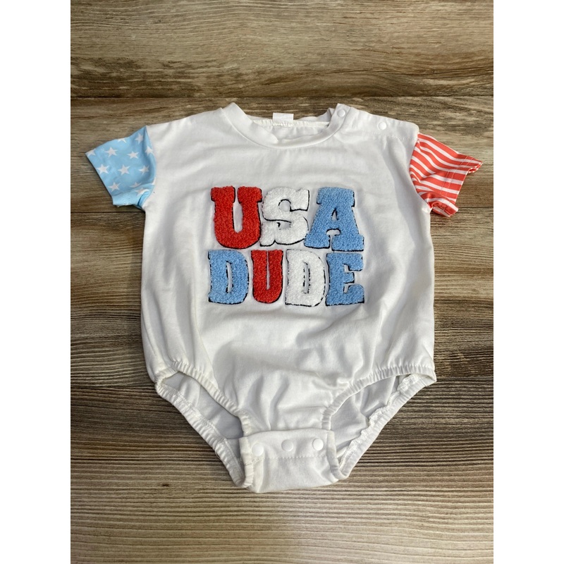 USA Dude Romper White sz 6-9m White 6m
